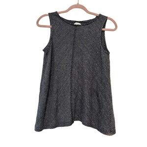 Sundance sz M linen charcoal black/white stripe coastal beachy tank top II